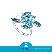 Fashion Aquamarine 925 Sterling Silver Ring Designer (R-0496)